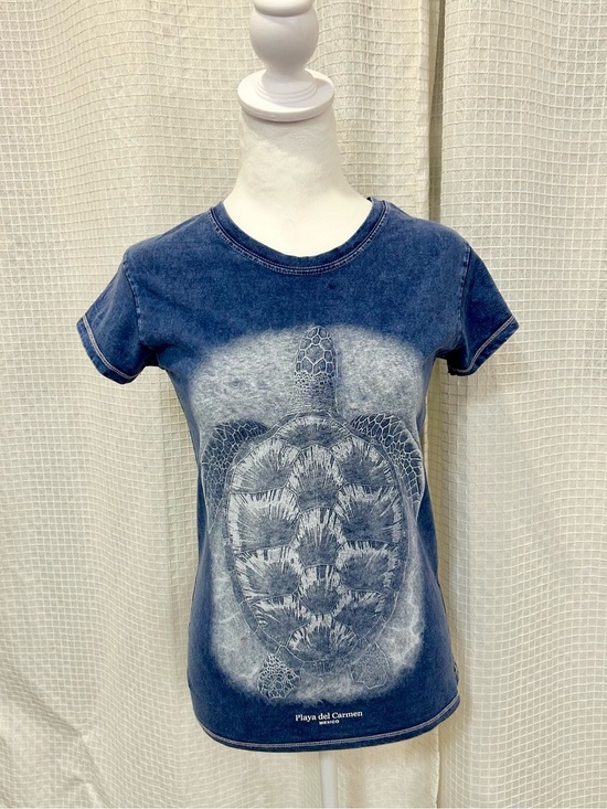 Tops - Navy Blue Sea Turtle Short Sleeve 100% Cotton Tee